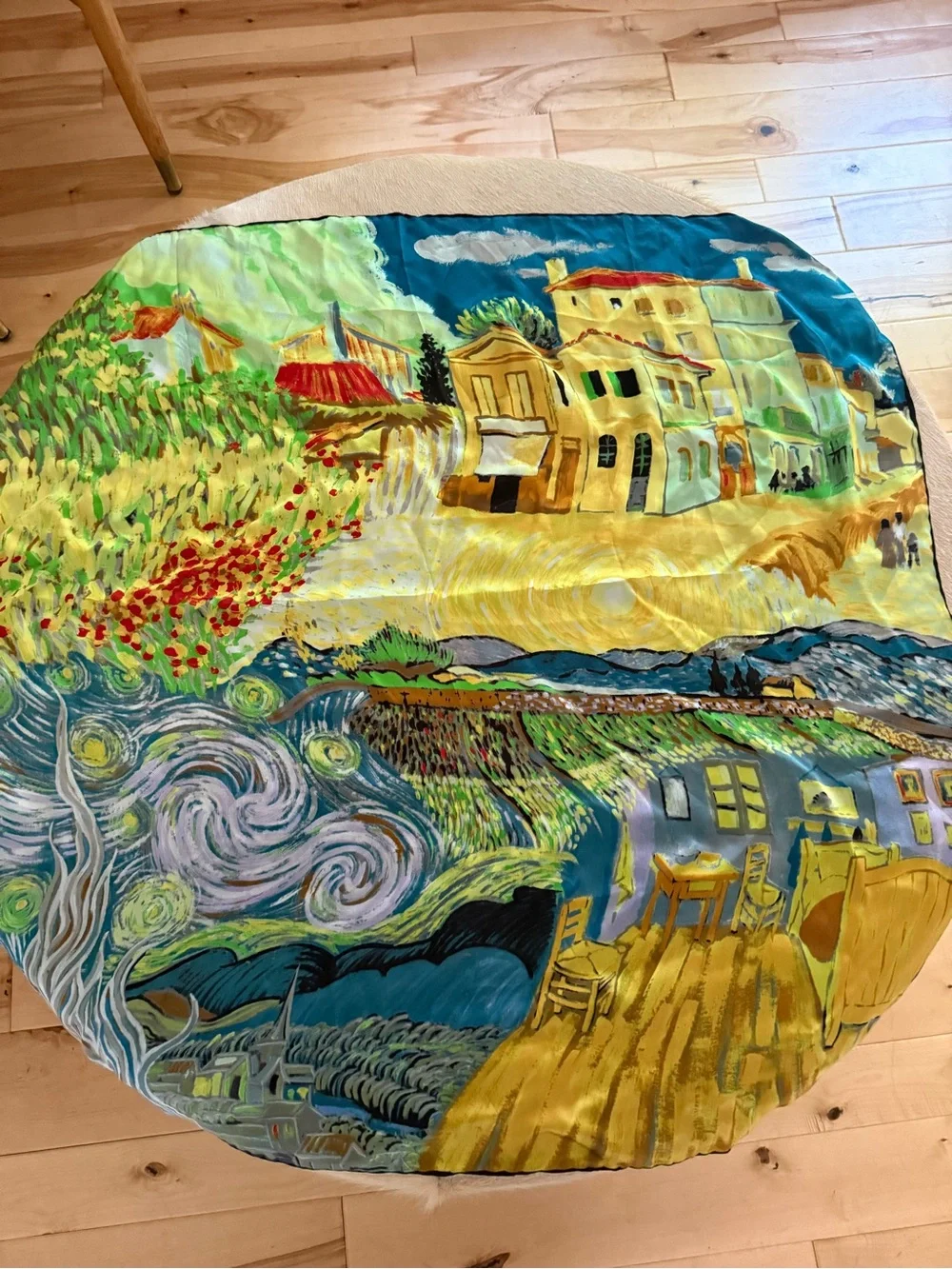 💯 silk Artistic Multi-Color Silk Scarf - Van Gogh